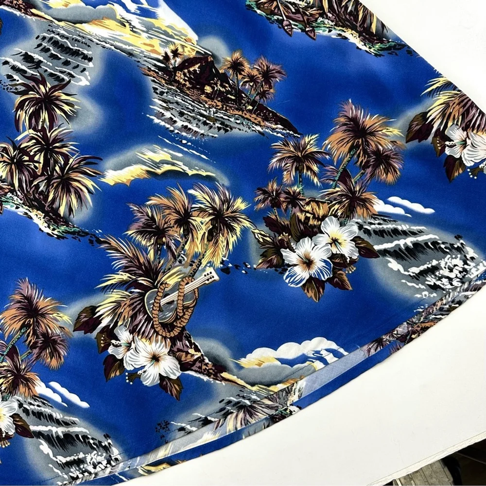 Hilo Hattie blue tropical Hawaiian print womens tank dress Fits Medium Vintage